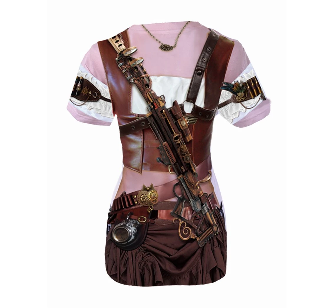 T-shirt z nadrukiem Steampunk Lady, rozm. M KK