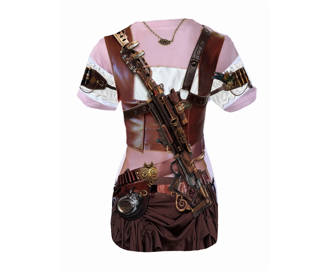 T-shirt z nadrukiem Steampunk Lady, rozm. L KK