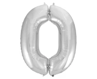 Balon foliowy B&C Cyfra 0, srebrna, 92 cm AA
