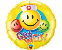 Balon foliowy 18" QL CIR "Get Well z uśmiechami" KK