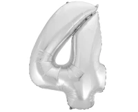 Balon foliowy B&C Cyfra 4, srebrna, 92 cm AA