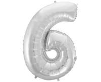 Balon foliowy B&C Cyfra 6, srebrna, 92 cm AA