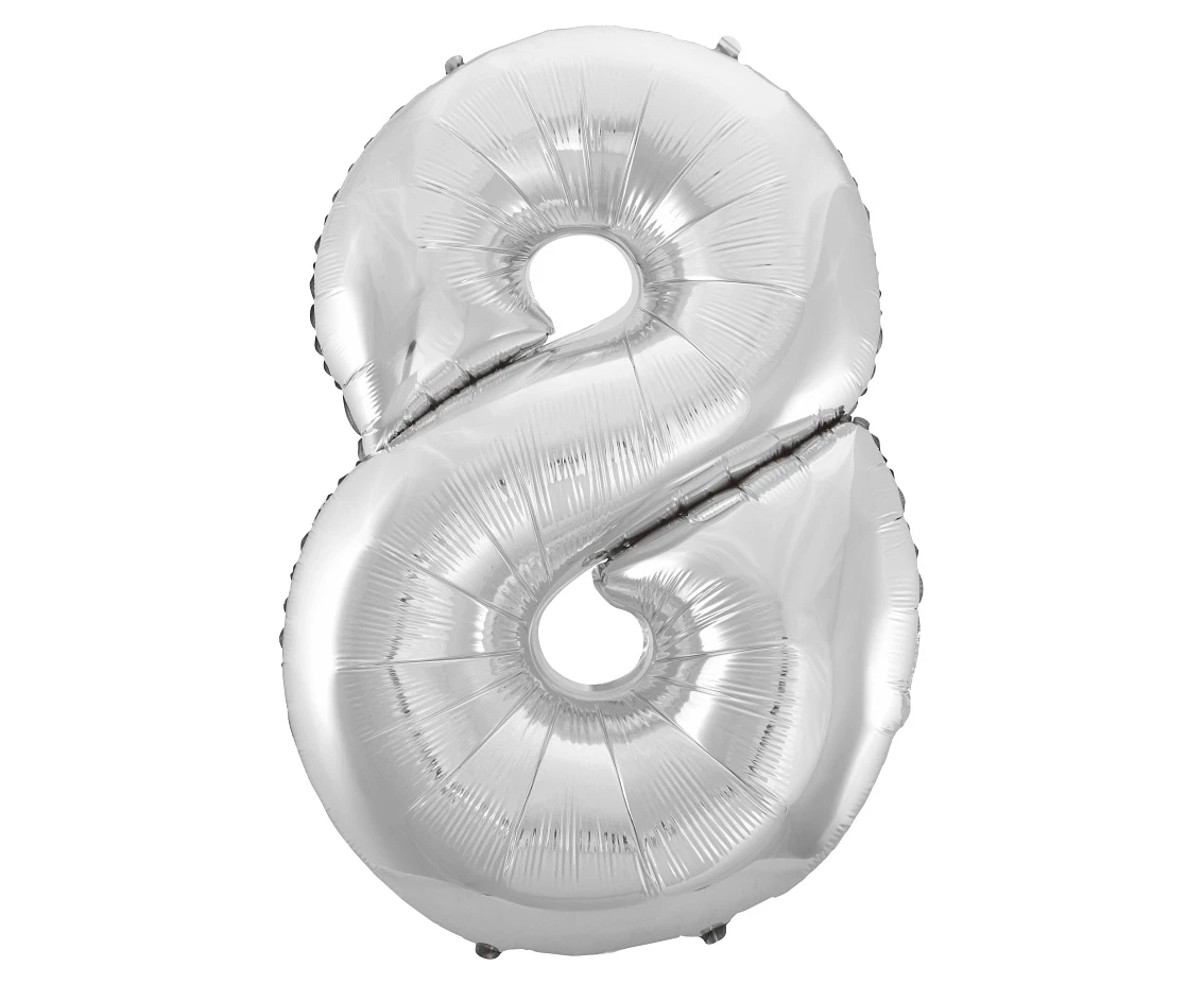 Balon foliowy B&C Cyfra 8, srebrna, 92 cm AA