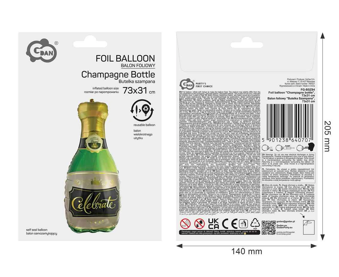 Balon foliowy Butelka Szampana,  73x31 cm