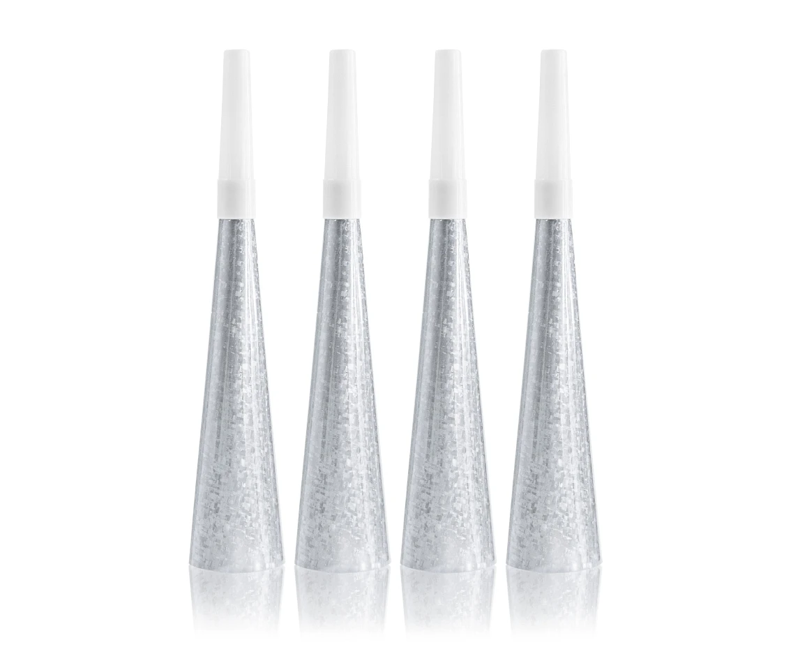 Trąbki horn, srebrne, 4 szt., 20 cm