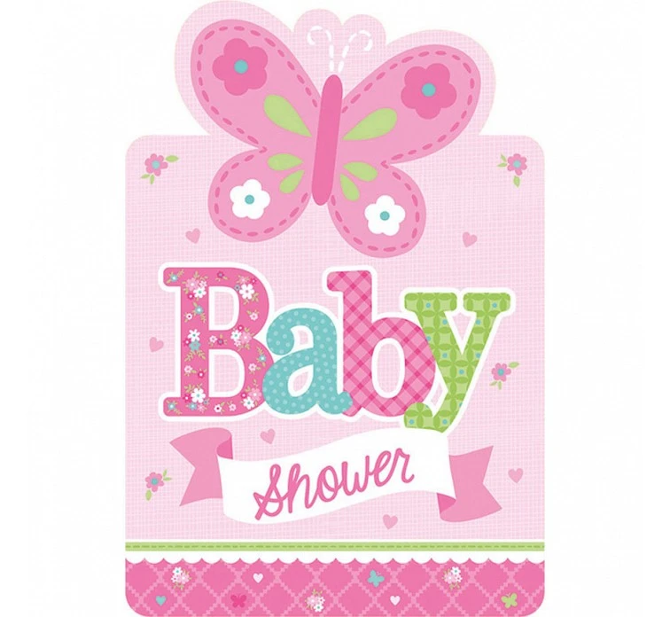 Zaproszenia z kopertami "Welcome Little Girl", 15.8x10.8 cm, 8 szt. KK