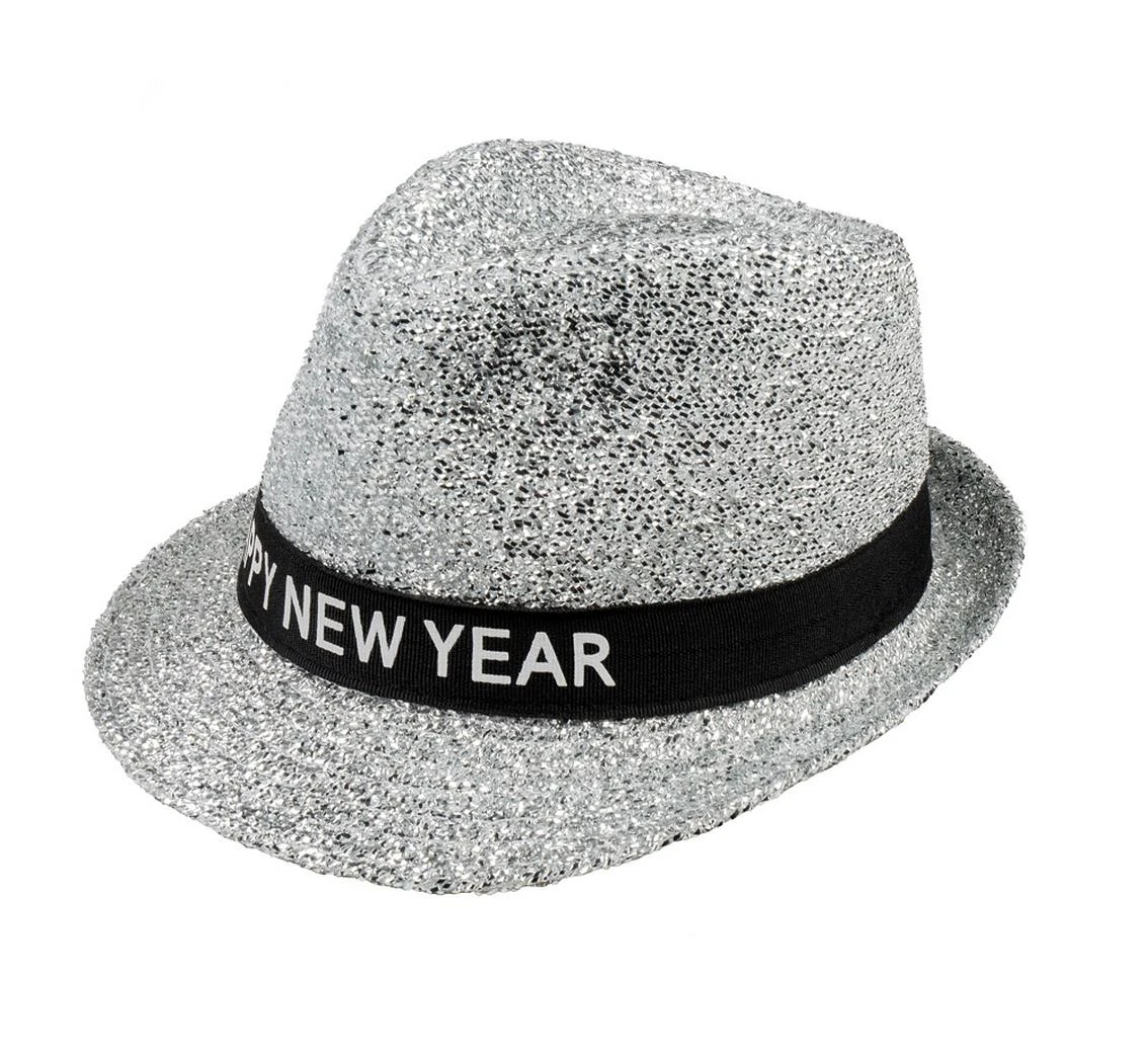 Kapelusz "Happy New Year", srebrny