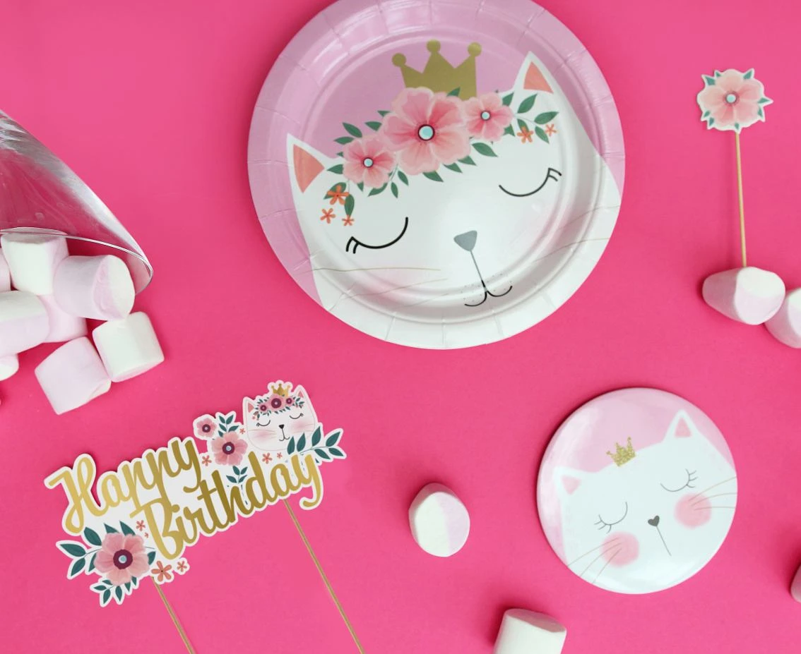 Dekoracja na tort Kotek - Happy Birthday, 15x19cm
