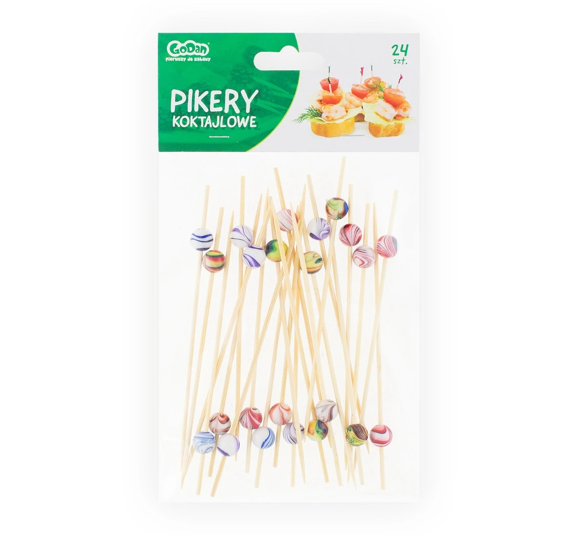 Pikery koktajlowe "Ceramiczne Kuleczki", miks kolorów, rozm. 12cm, 24 szt. KK