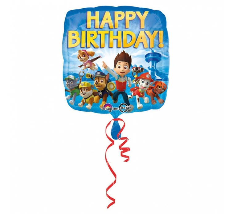 Balon foliowy 18" SQR "Happy Birthday" Paw Patrol KK
