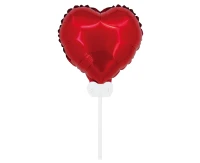 Balon foliowy "Serce", 11" czerwone, z patyczkiem i zaworem AA