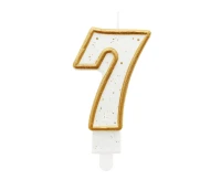 Świeczka B&C cyferka 7, złoty kontur, 8 cm