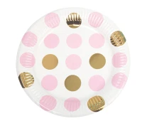 Talerzyki papierowe  "Pattern Works - Plate Pink Dots", 23 cm,  8 szt.