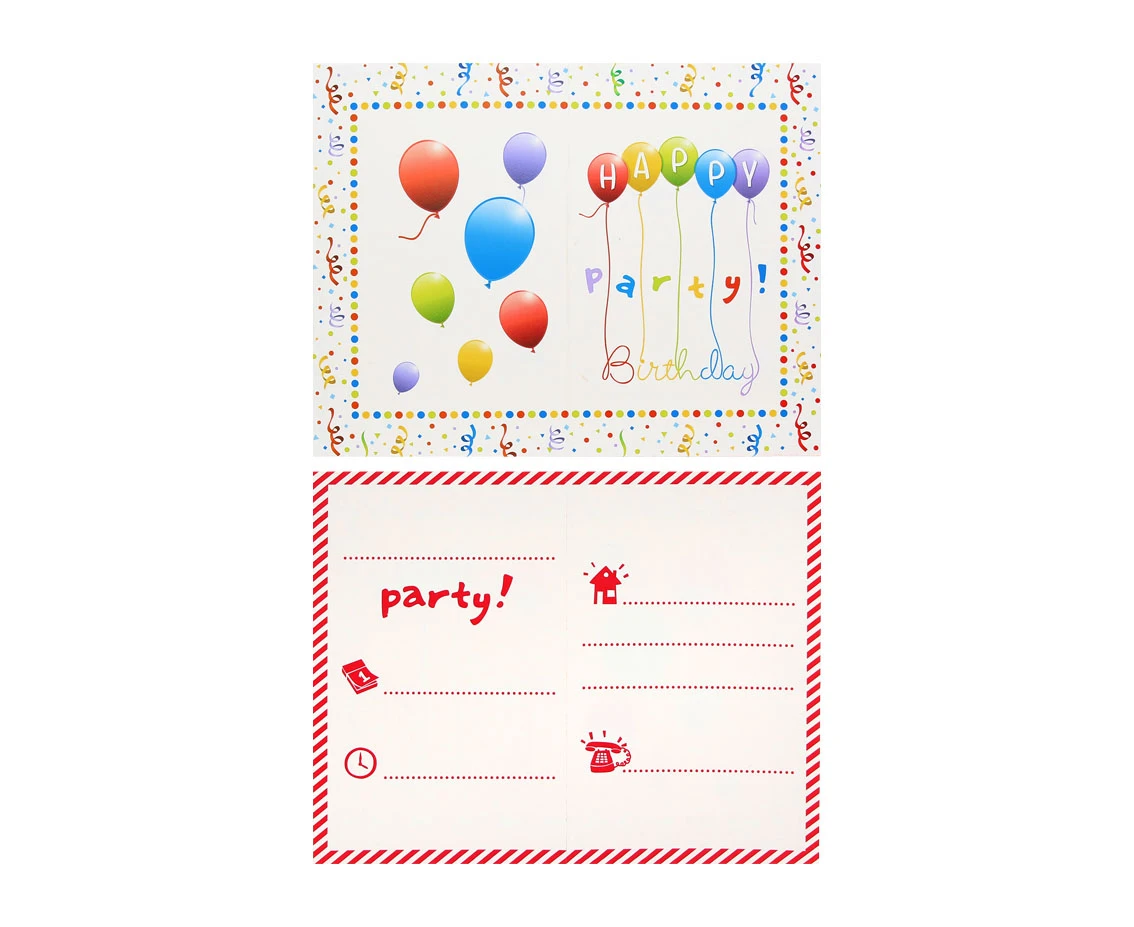 Zaproszenia z kopertami Happy Birthday Streamers Party, 6 szt.