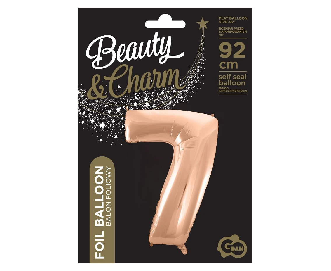 Balon foliowy B&C "Cyfra 7", różowo-złota, 92 cm KK