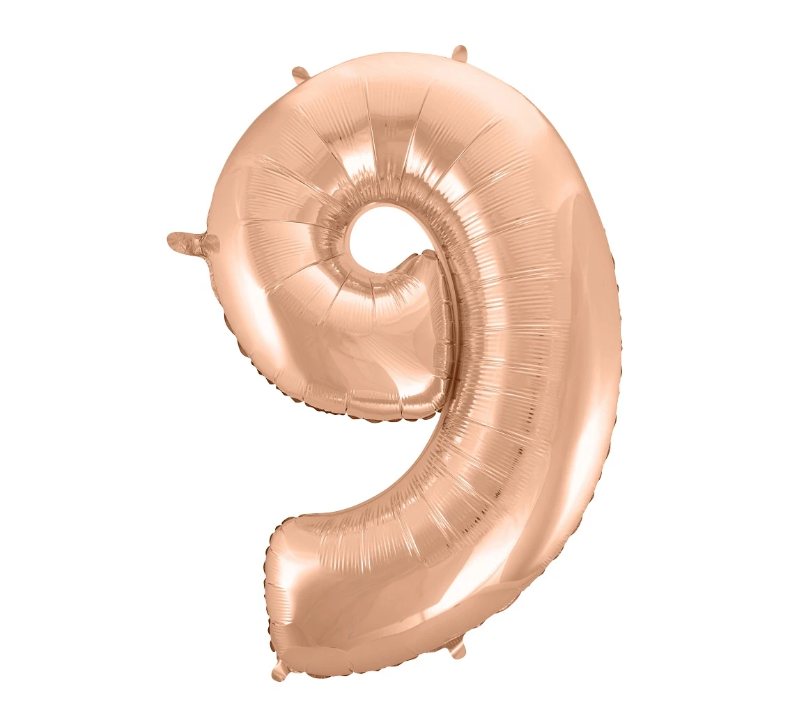 Balon foliowy B&C "Cyfra 9", różowo-złota, 92 cm KK