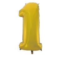 Balon foliowy B&C "Cyfra 1", złota, matowa, 92 cm KK
