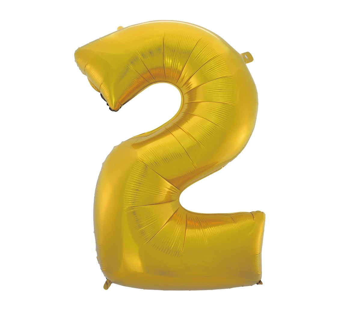 Balon foliowy B&C "Cyfra 2", złota, matowa, 92 cm KK