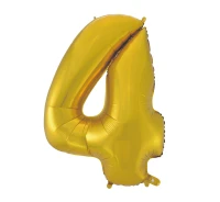 Balon foliowy B&C "Cyfra 4", złota, matowa, 92 cm KK