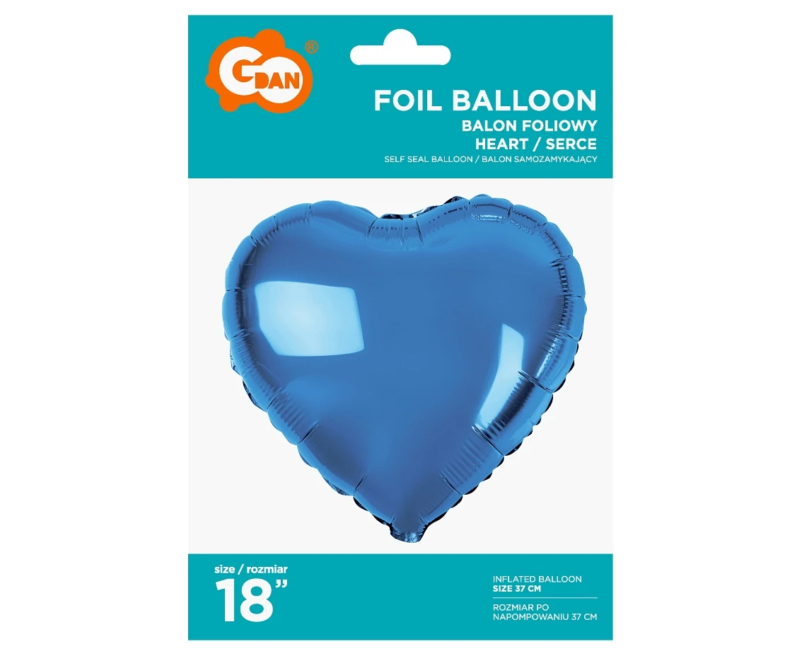 Balon foliowy "Serce", niebieskie, 18" KK