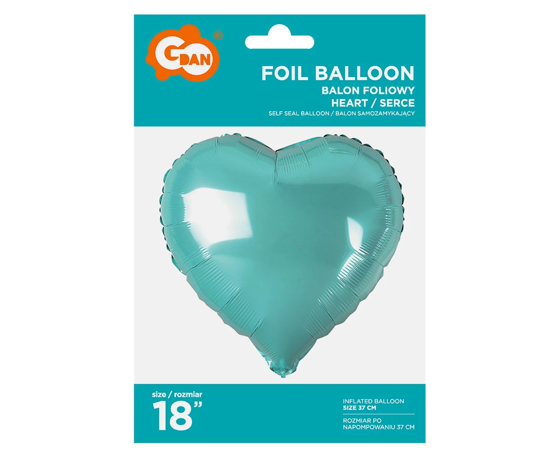 Balon foliowy "Serce", jasnoniebieskie, 18"
