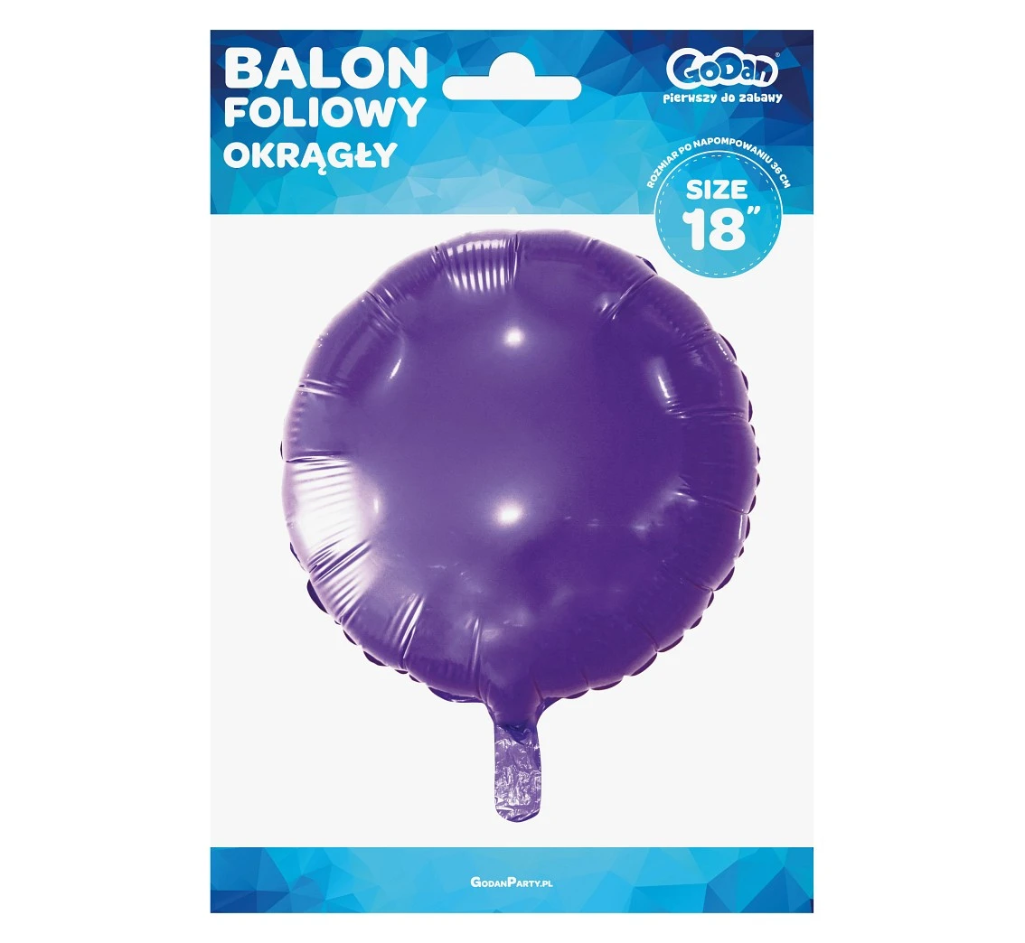 Balon foliowy "Okrągły", fioletowy, 18" KK