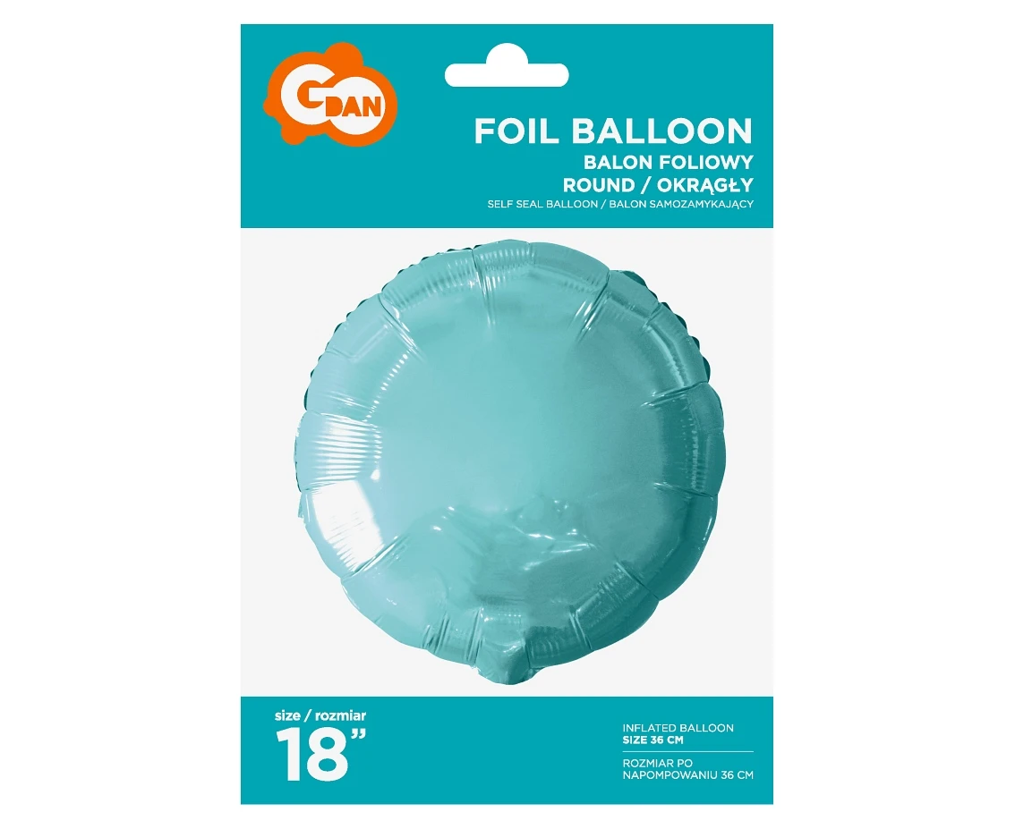 Balon foliowy "Okrągły", jasnoniebieski, 18" KK