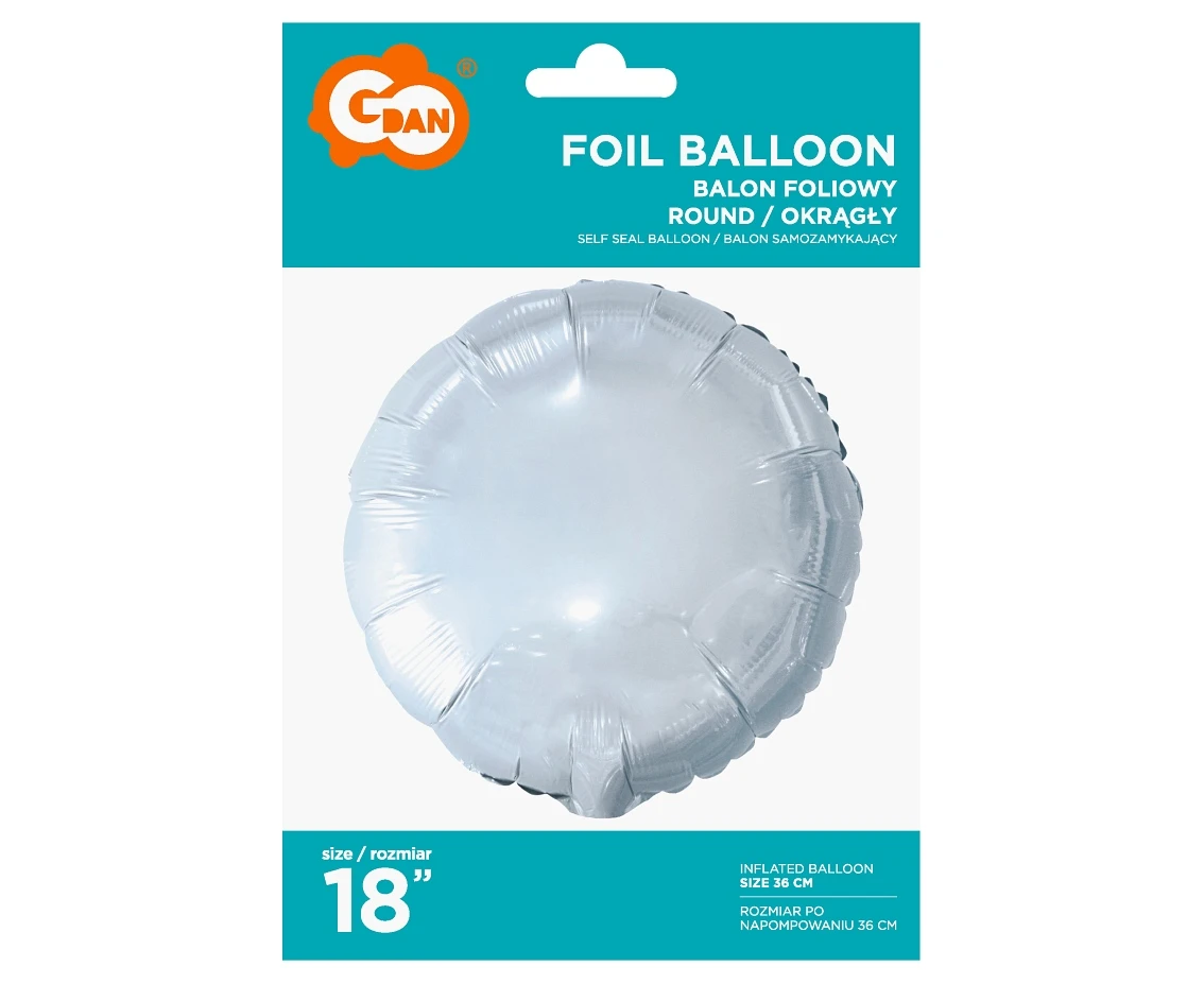 Balon foliowy "Okrągły", biały, 18"