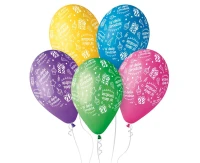Balony Gemar 12", pastel premium "w dniu urodzin", kolorowe, 5szt.