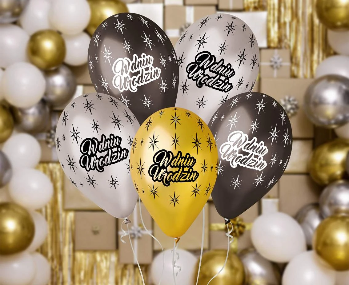 Balony Gemar 12", premium w dniu urodzin, metalik, 6szt.