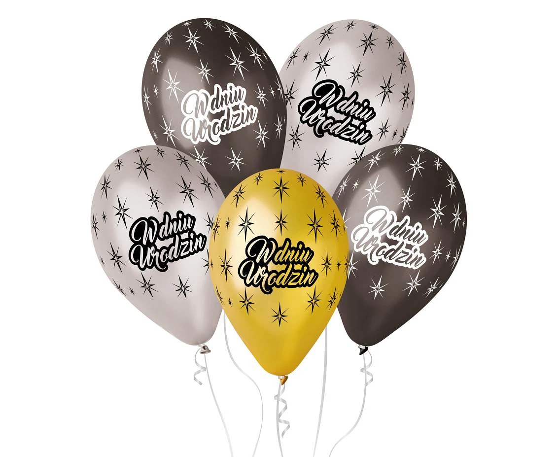 Balony Gemar 12", premium w dniu urodzin, metalik, 6szt.
