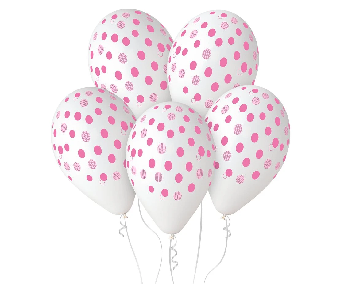 Balony Gemar 12", pastel premium różowe groszki, 5szt.