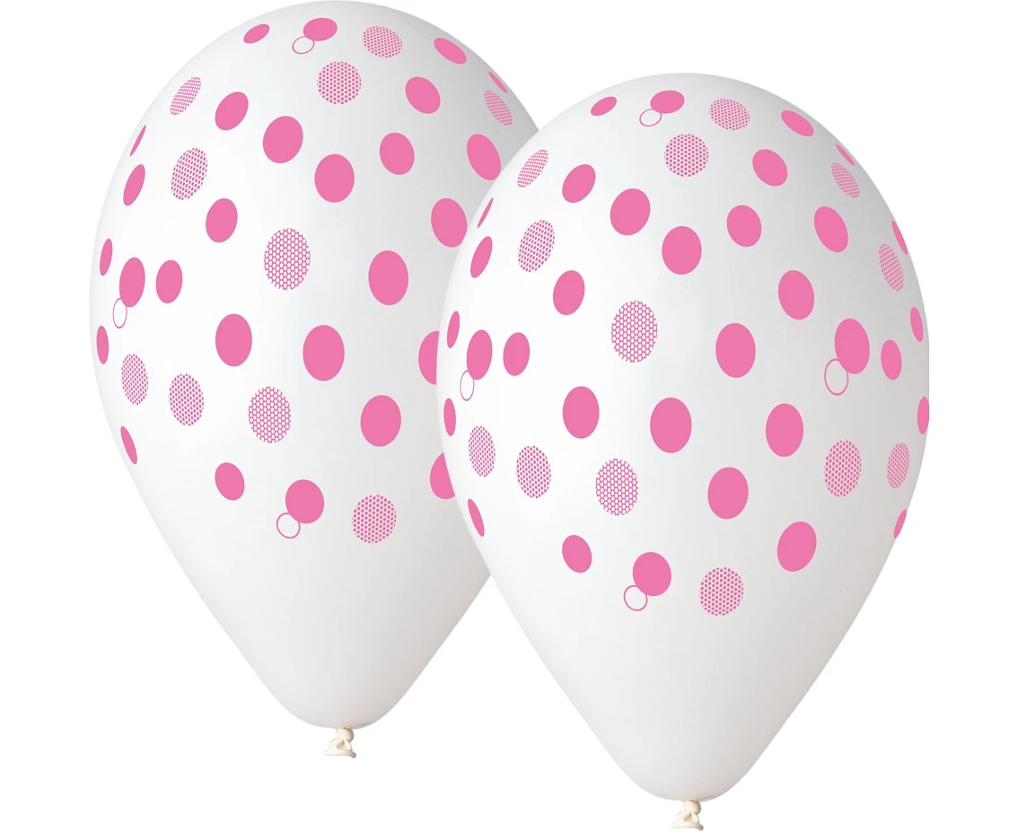 Balony Gemar 12", pastel premium różowe groszki, 5szt.