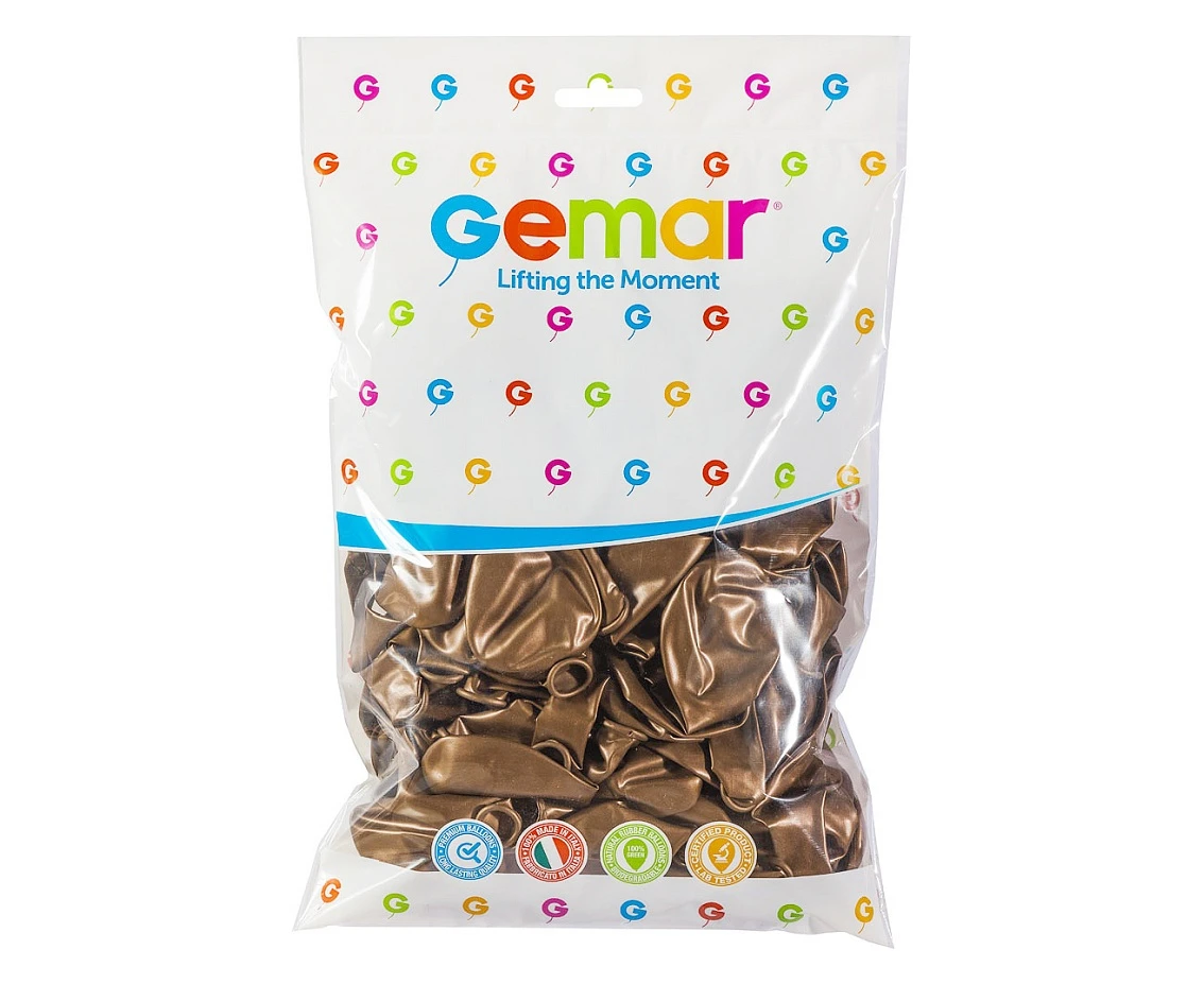 Balony Gemar 12", metalik brązowe, 100szt. KK