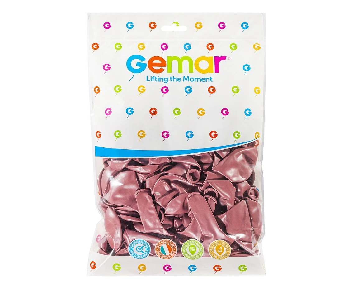 Balony Gemar 10", metalik różowo-złote, 100szt.