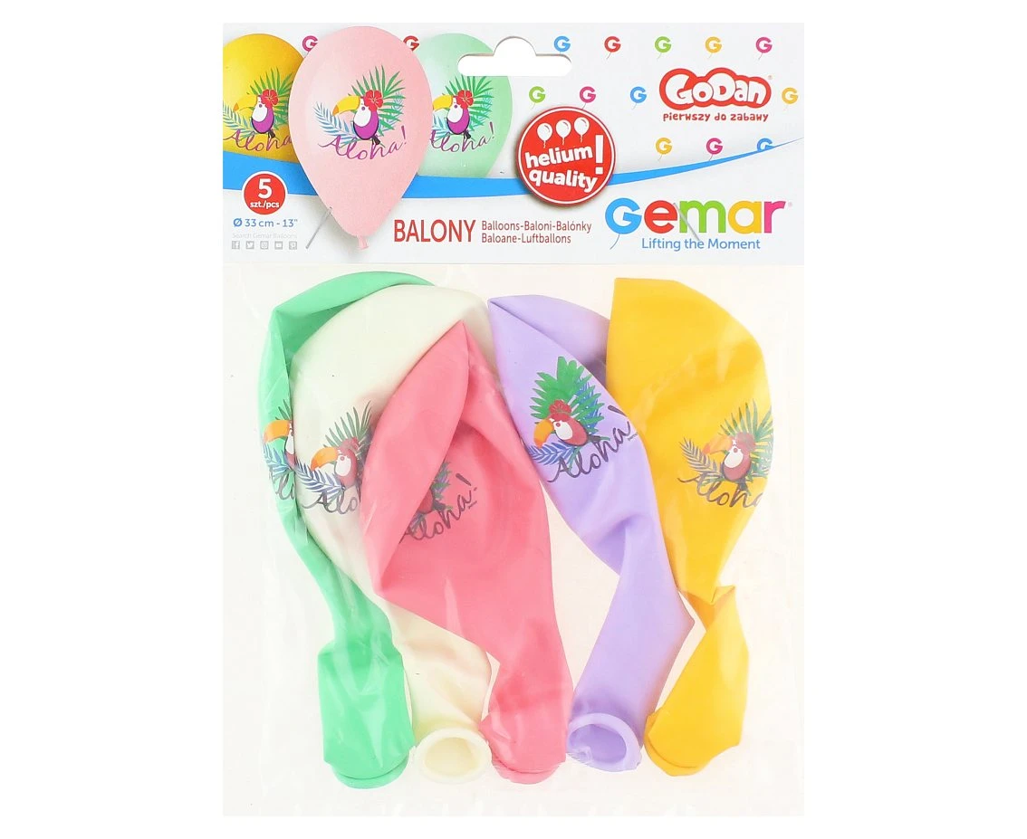 Balony Gemar 13", pastel premium hel "tukan aloha!", 5szt.