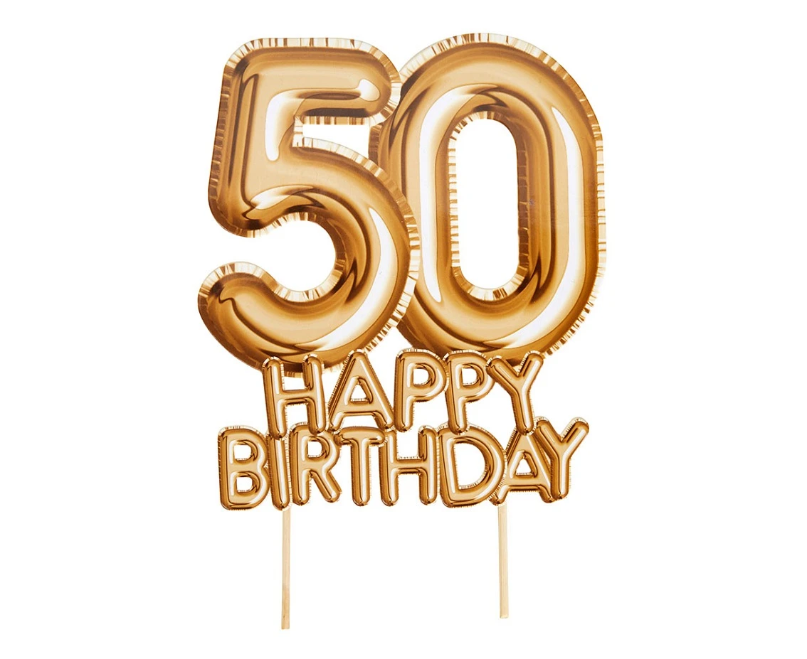 Piker "Glitz & Glamour",złoty napis 50 HAPPY BIRTHDAY