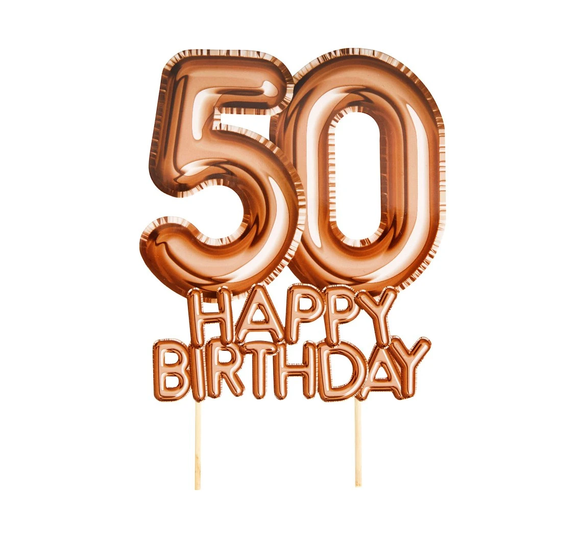 Piker "Glitz & Glamour",złoto-różowy napis 50 HAPPY BIRTHDAY