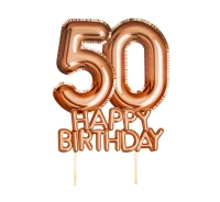 Piker "Glitz & Glamour",złoto-różowy napis 50 HAPPY BIRTHDAY
