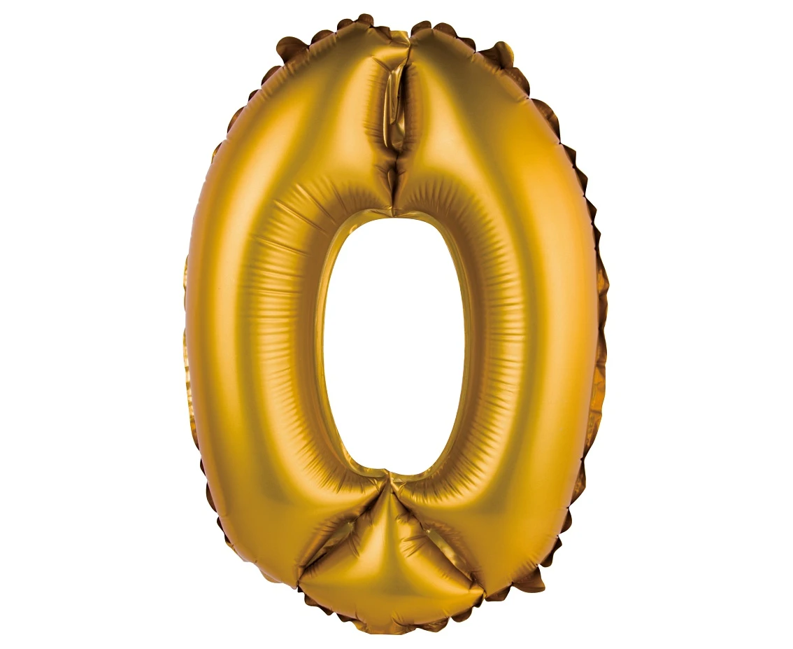 Balon foliowy "Cyfra 0", złota, matowa, 35 cm KK