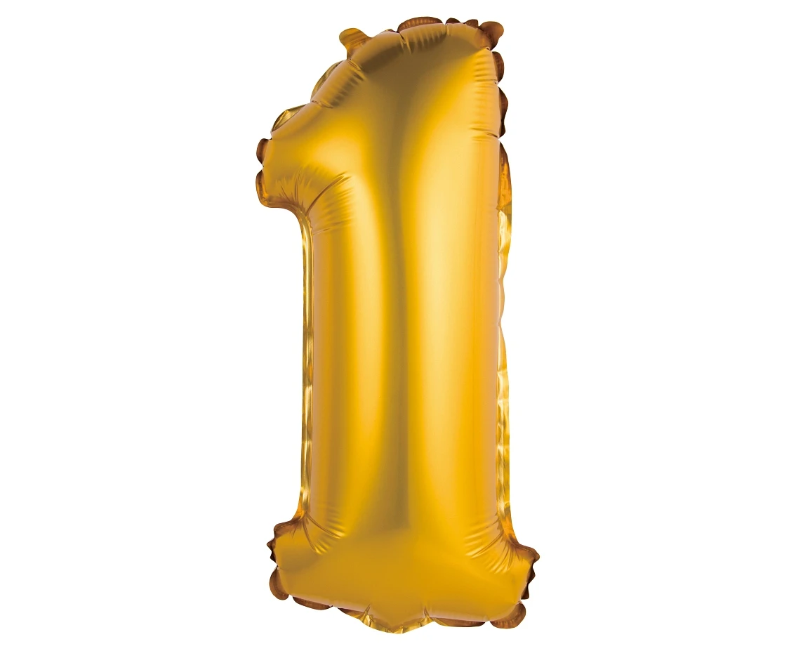Balon foliowy "Cyfra 1", złota, matowa, 35 cm KK