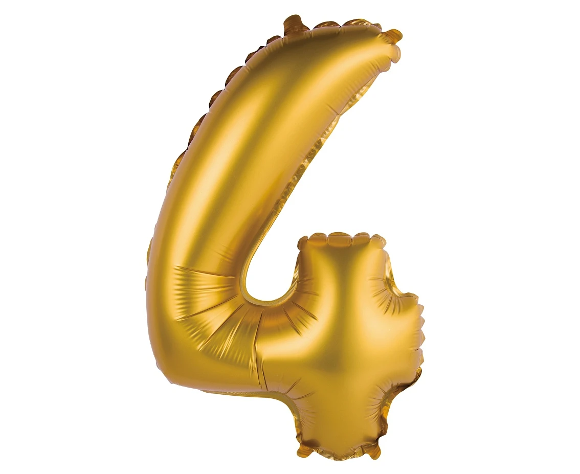 Balon foliowy "Cyfra 4", złota, matowa, 35 cm KK