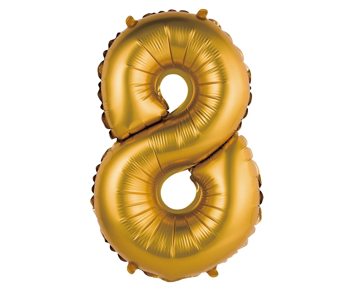 Balon foliowy "Cyfra 8", złota, matowa, 35 cm KK