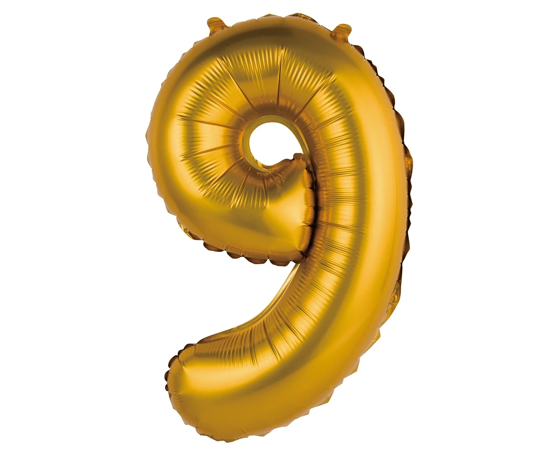 Balon foliowy "Cyfra 9", złota, matowa, 35 cm KK