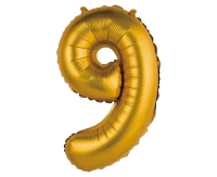 Balon foliowy "Cyfra 9", złota, matowa, 35 cm KK
