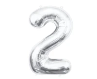 Balon foliowy B&C Cyfra 2, srebrna, 85 cm