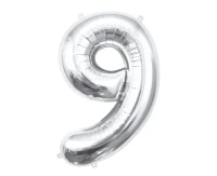 Balon foliowy B&C Cyfra 9, srebrna, 85 cm