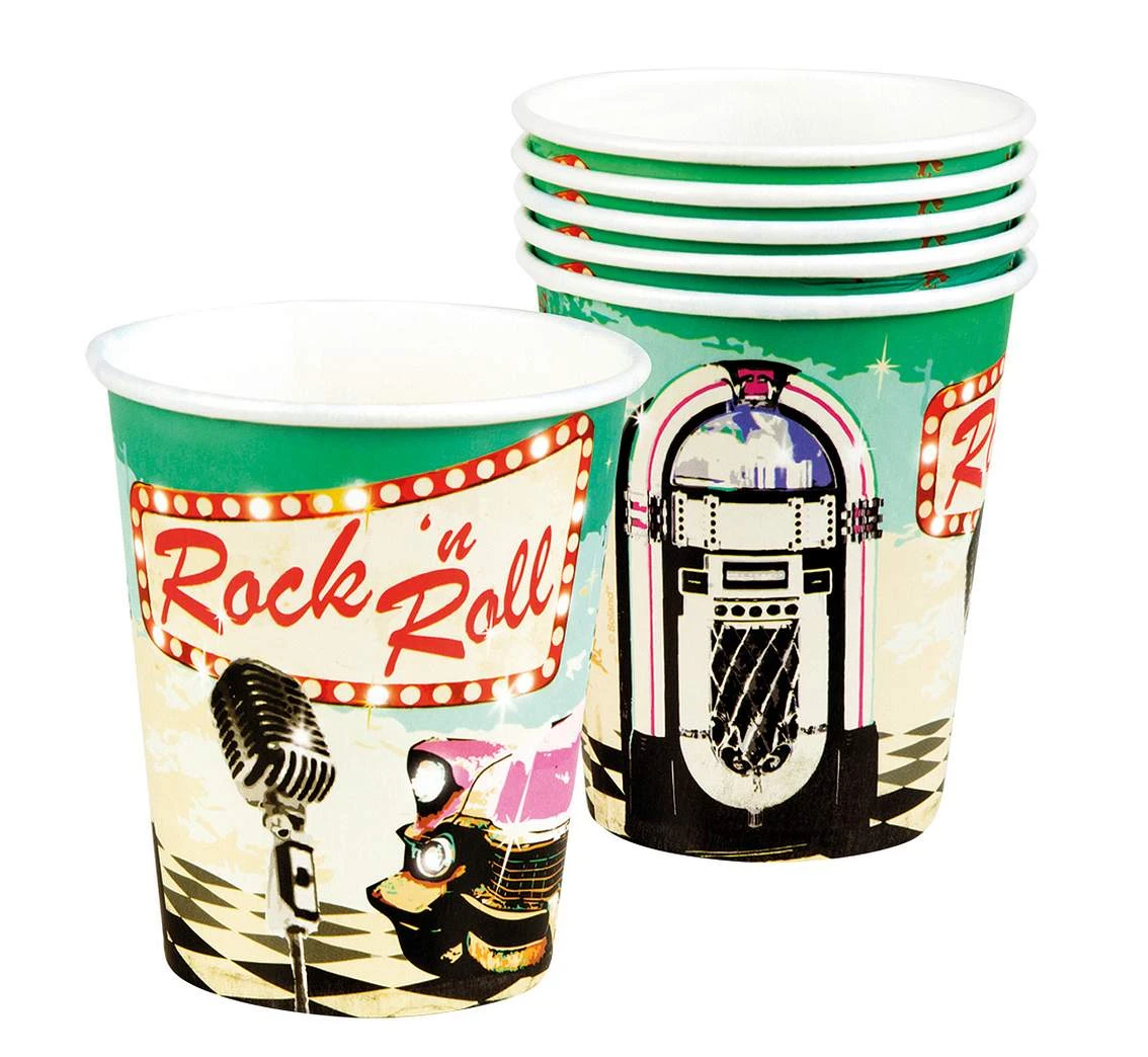 Kubeczki papierowe "Rock''''n Roll" 250ml, 6 szt. KK