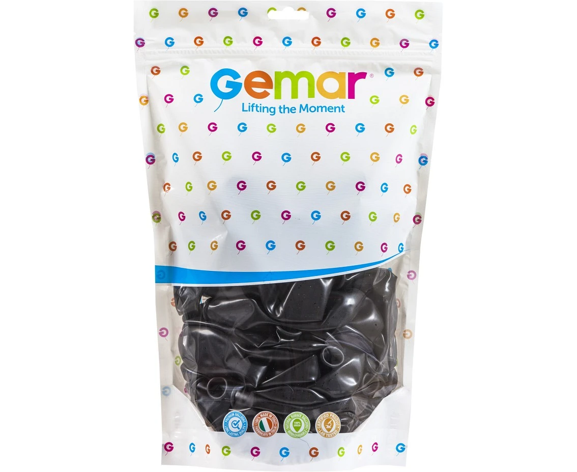 Balony Gemar 13", pastel czarne, 50szt.