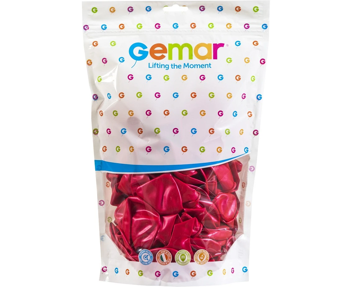 Balony Gemar 13", metalik czerwone, 50szt. KK